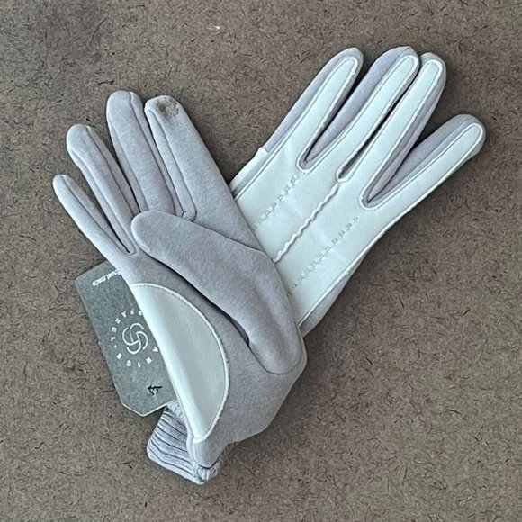 COPY - WOMENS WHITE FAUX LEATHER SCREEN-TOUCH GLOVES - NWT - OS - Picture 4 of 5